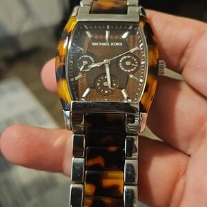 Michael Kors Tortoise and Silver Watch